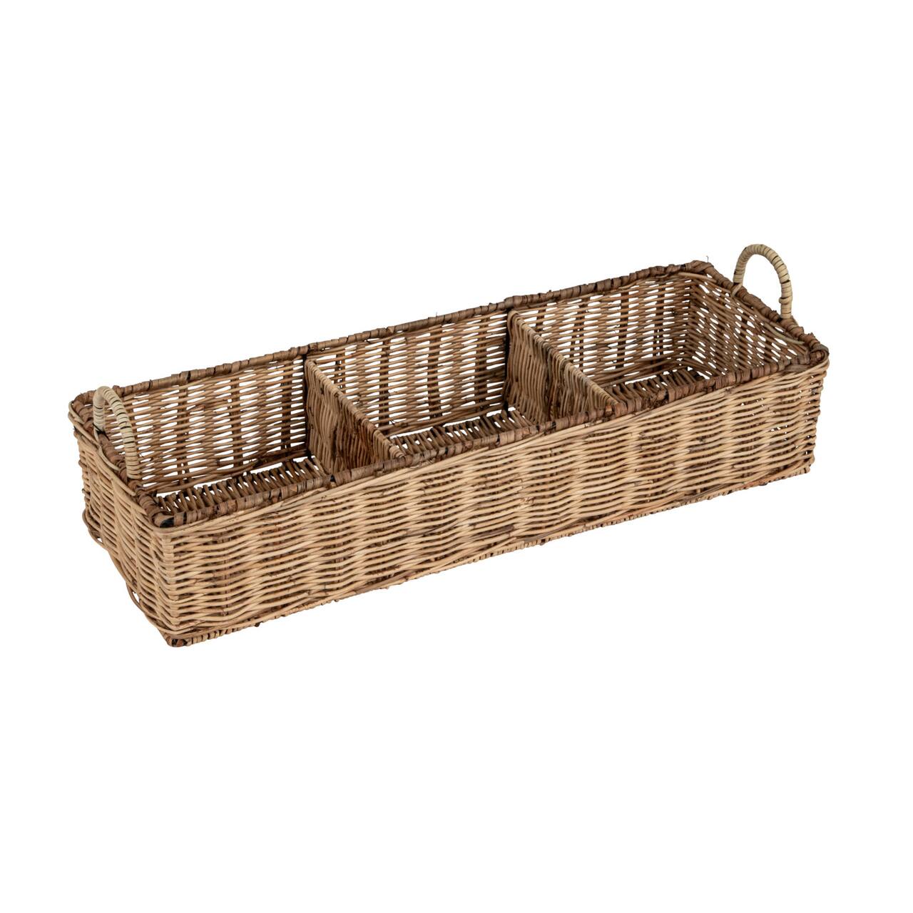 Hello Honey® 23" Natural Rattan Hand-Woven Sectioned Basket